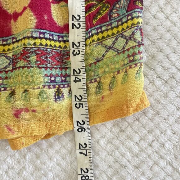 Sacred Threads Boho Tie Dye Top V-Neck Short Sleeve Flowy Hippie Festival S/M - Picture 13 of 14